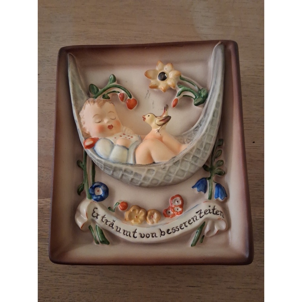 Goebel W. Germany Hummel Swinging Lullaby Baby # 165 Plaque 5 1/4" x 4 1/2"